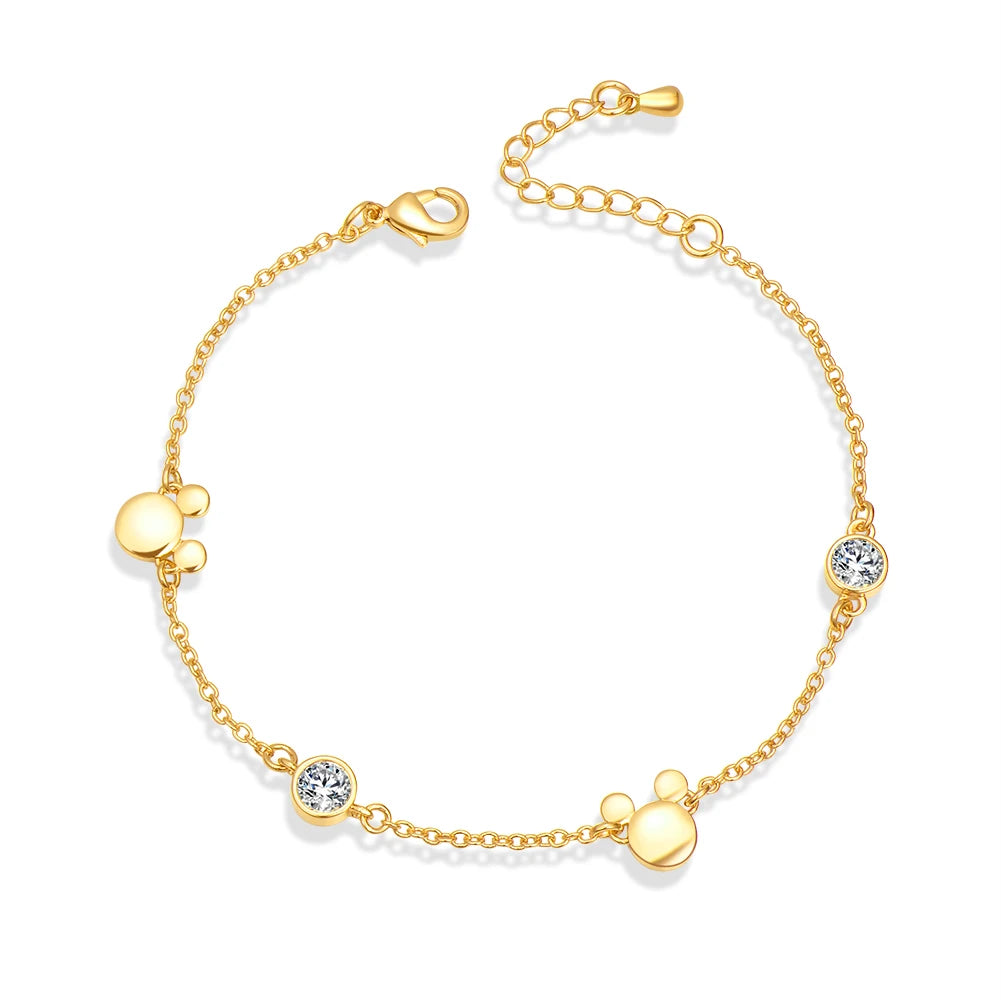 Charm Bracelets for Women Rose Gold Mickey Jewellery New Style Girl Fashion Tide Crystal Zircon Bracelet Jewelry Gift