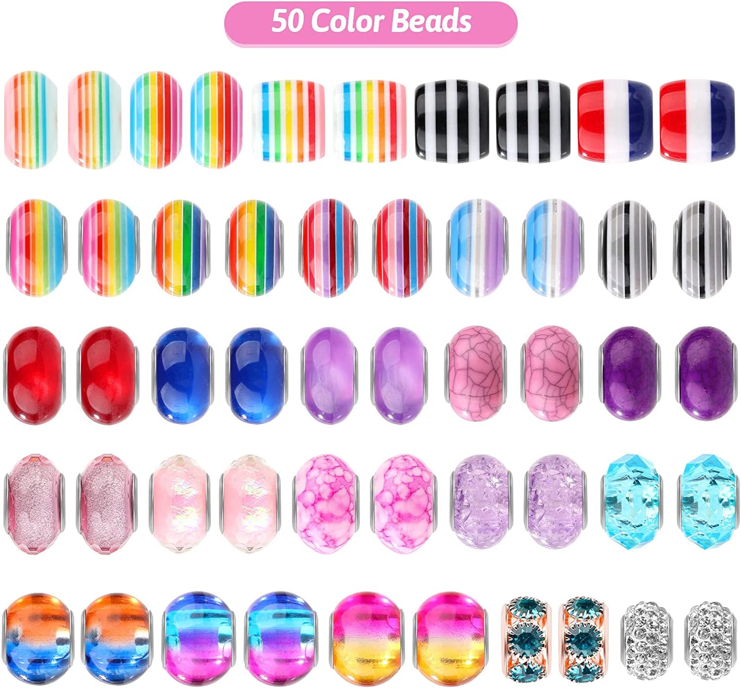 162 PCS Kit De Fabricacion Pulseras Abalorio Joyería Ninas Regalo Artístico DIY