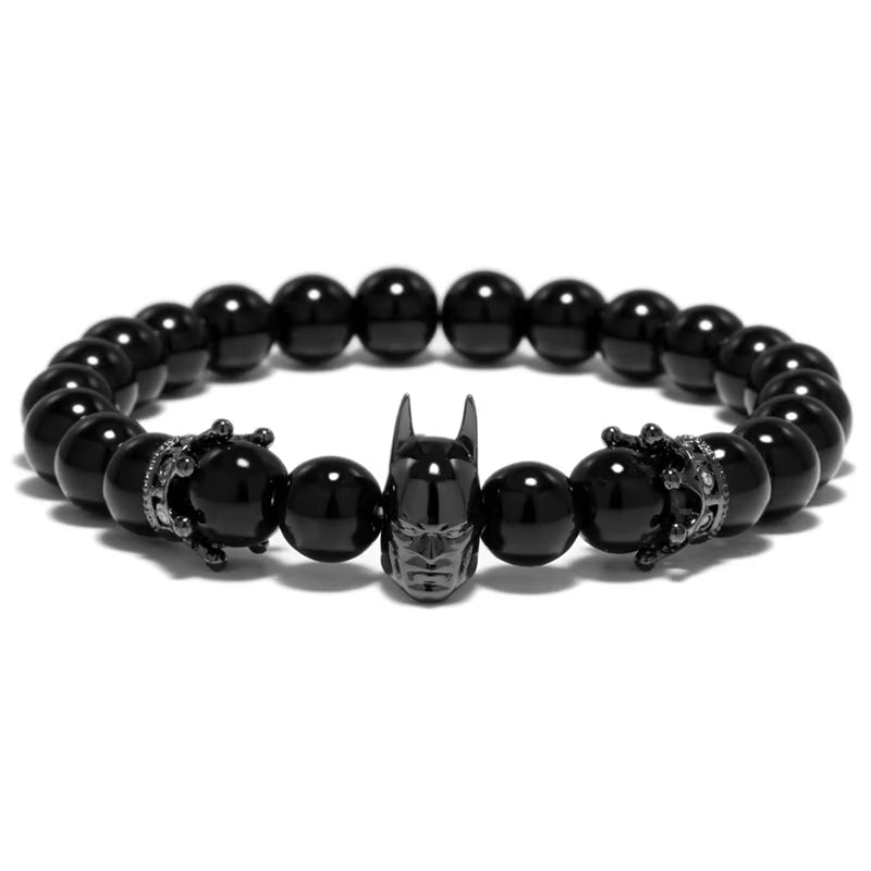 Trendy Bracelet Male Natural Volcanic Hematite Tiger Eye Braclets Zirconia Strand Braslet Men Accessories Pulseras Crown Braclet