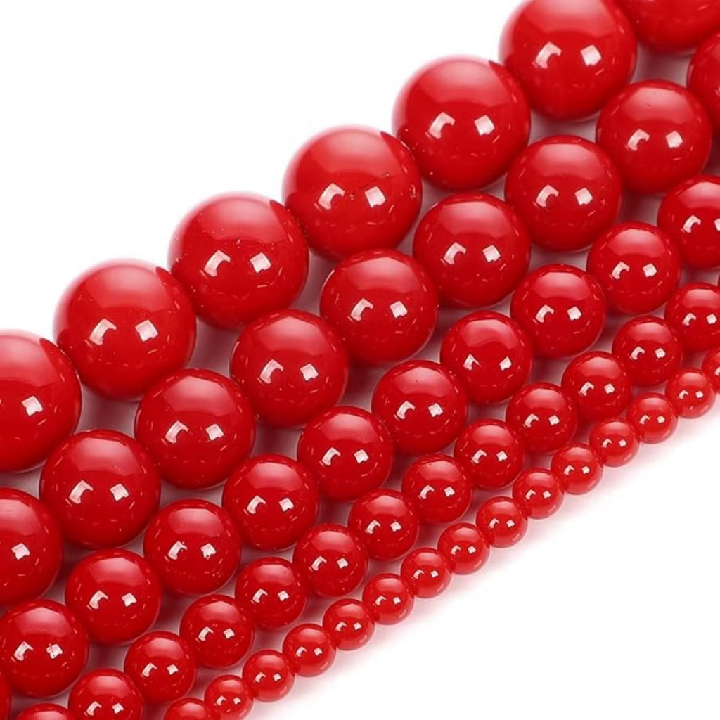 Red Coral Gless Stone Beads round Loose Spacer Beads for Jewelry Making DIY Charms Bracelet Necklace Accessories 6 8 10Mm