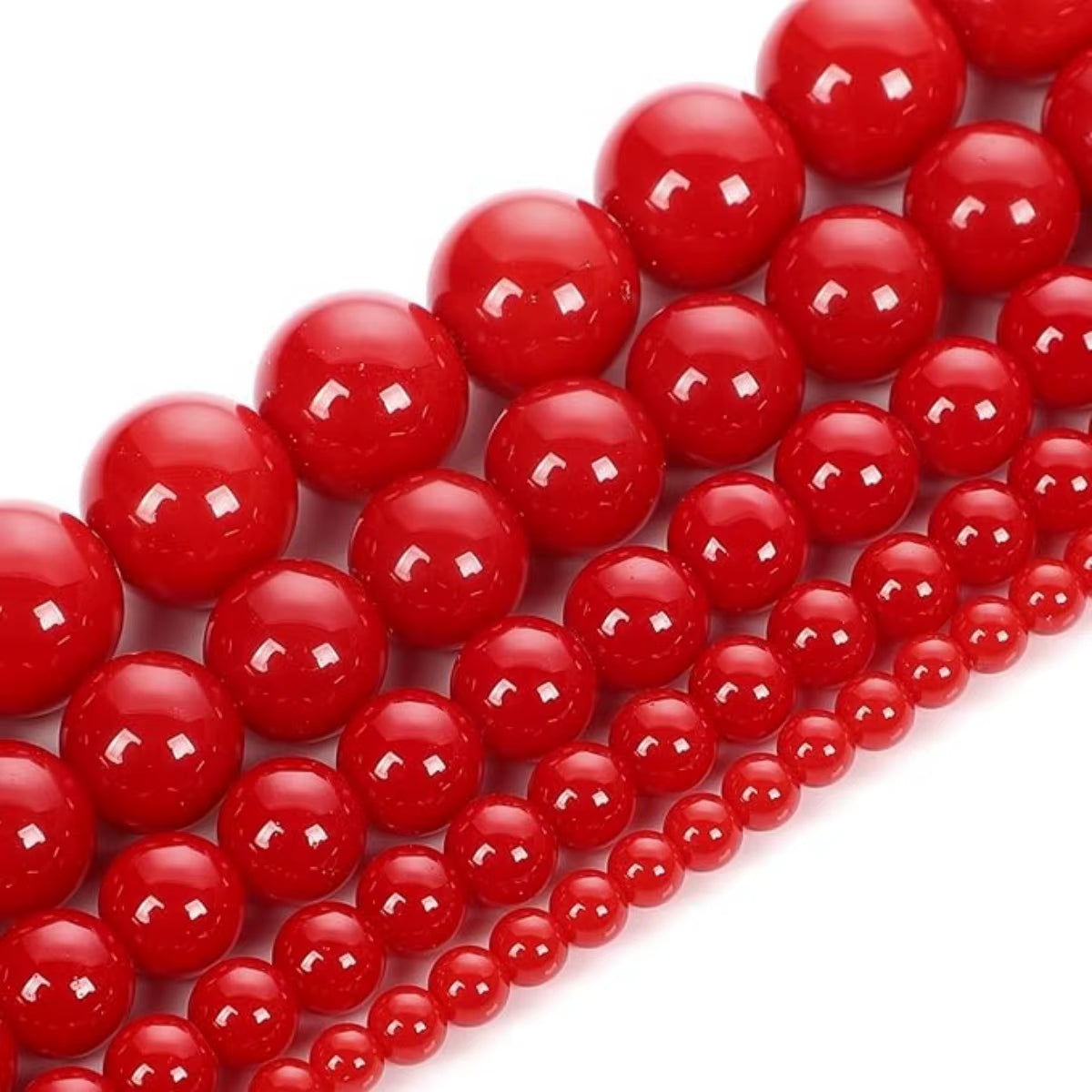 Red Coral Gless Stone Beads round Loose Spacer Beads for Jewelry Making DIY Charms Bracelet Necklace Accessories 6 8 10Mm