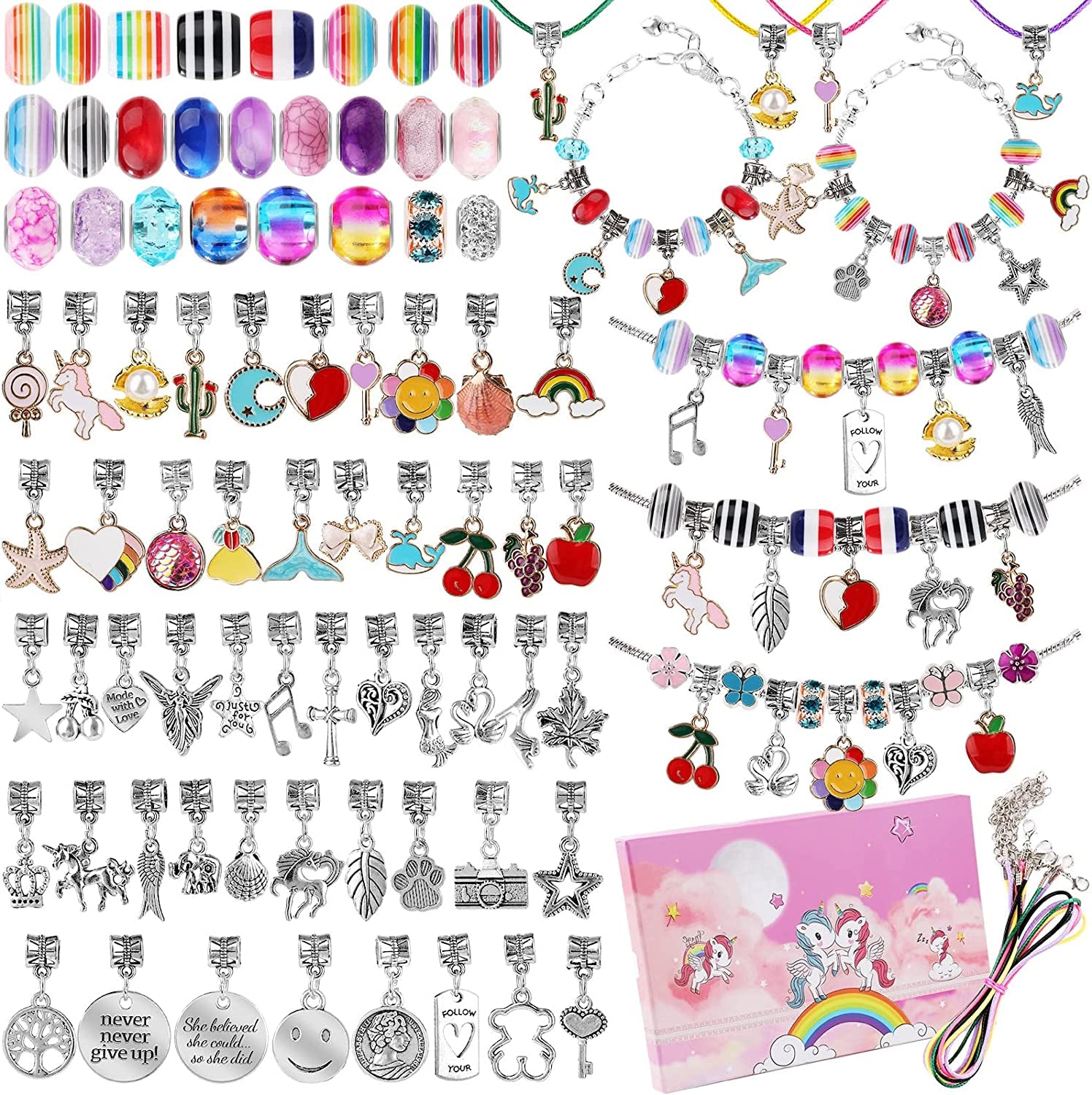 162 PCS Kit De Fabricacion Pulseras Abalorio Joyería Ninas Regalo Artístico DIY