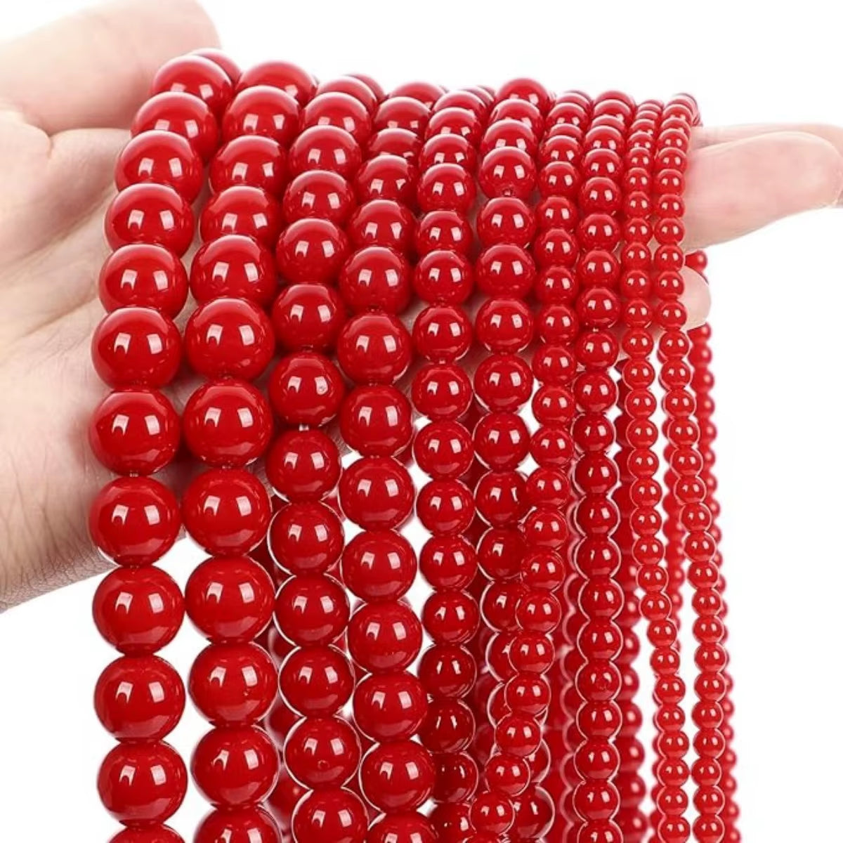 Red Coral Gless Stone Beads round Loose Spacer Beads for Jewelry Making DIY Charms Bracelet Necklace Accessories 6 8 10Mm