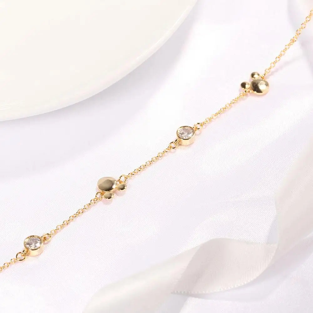 Charm Bracelets for Women Rose Gold Mickey Jewellery New Style Girl Fashion Tide Crystal Zircon Bracelet Jewelry Gift