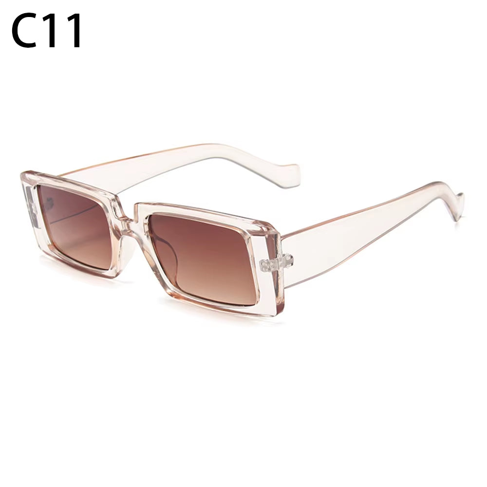 New Fashion Wide Frame Small Rectangle Sunglasses Female Shades Vintage Eyewear UV400 Candy Color Cycling Girls Boys Sun Glasses
