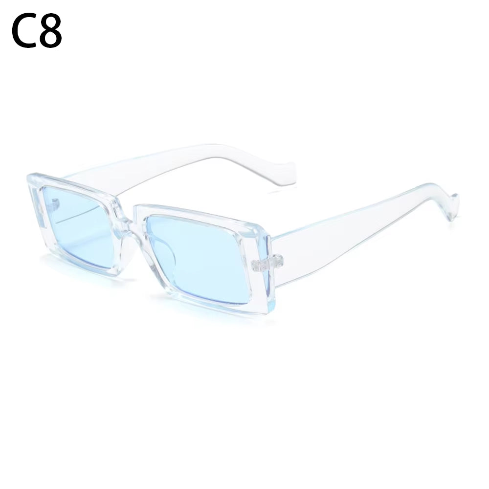 New Fashion Wide Frame Small Rectangle Sunglasses Female Shades Vintage Eyewear UV400 Candy Color Cycling Girls Boys Sun Glasses