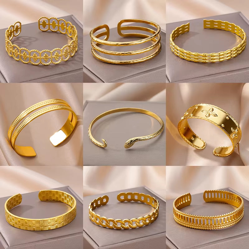 Vintage Snake Bangle Bracelet for Women Stainless Steel Snake Opening Bangle Animal Aesthetic Fashion Jewelry Pulseras Mujer
