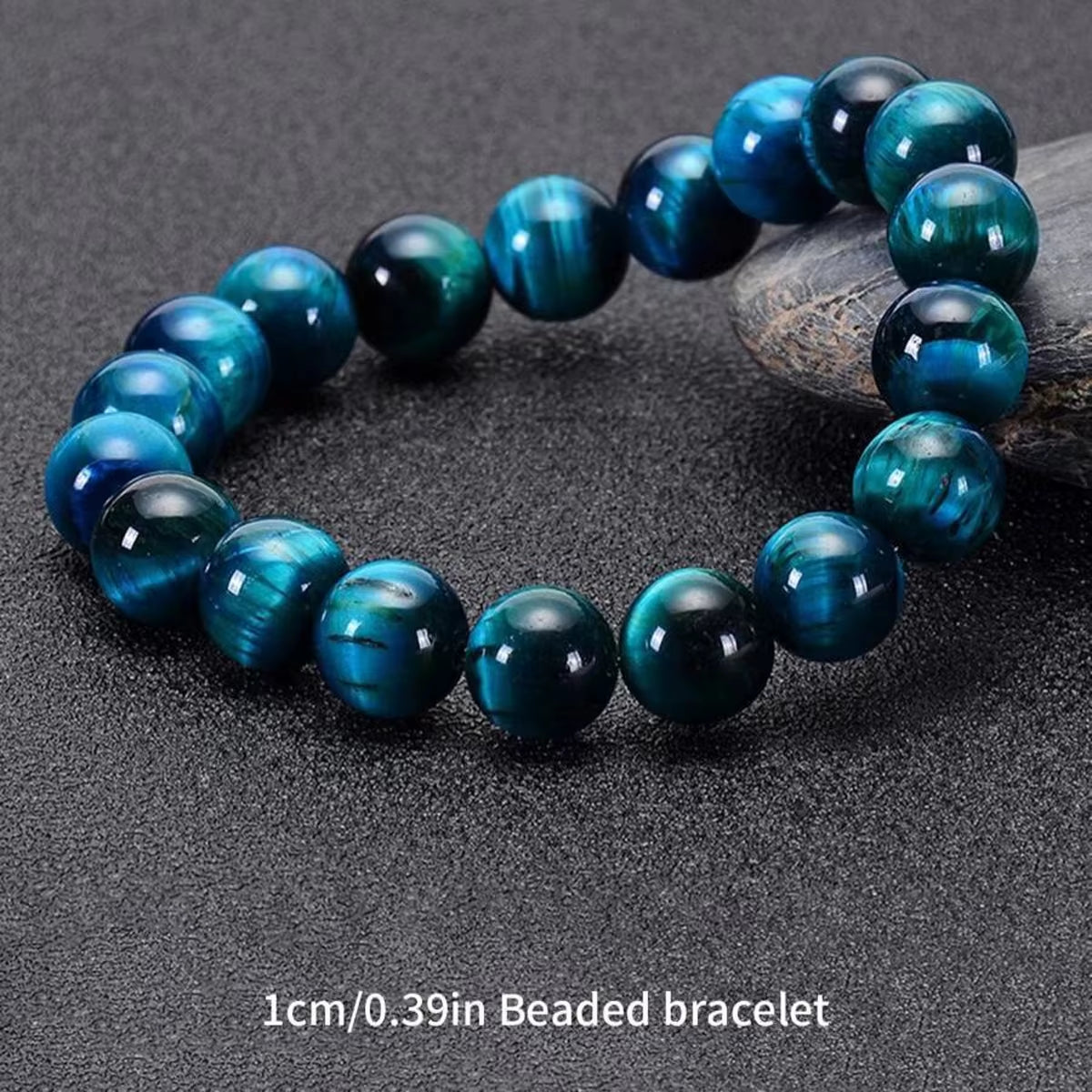 1 Pulsera Minimalista De Cuentas De Piedra De Ojo De Tigre Azul De 6/8/10Mm, Pulsera De Cuentas Redondas De Piedra Natural