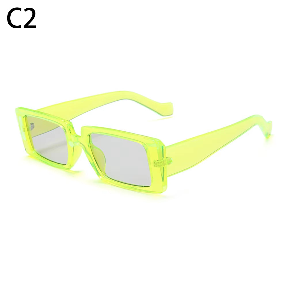 New Fashion Wide Frame Small Rectangle Sunglasses Female Shades Vintage Eyewear UV400 Candy Color Cycling Girls Boys Sun Glasses