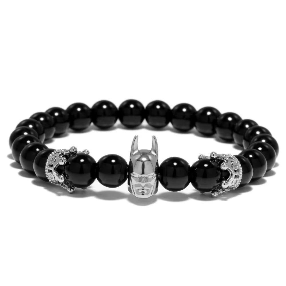 Trendy Bracelet Male Natural Volcanic Hematite Tiger Eye Braclets Zirconia Strand Braslet Men Accessories Pulseras Crown Braclet
