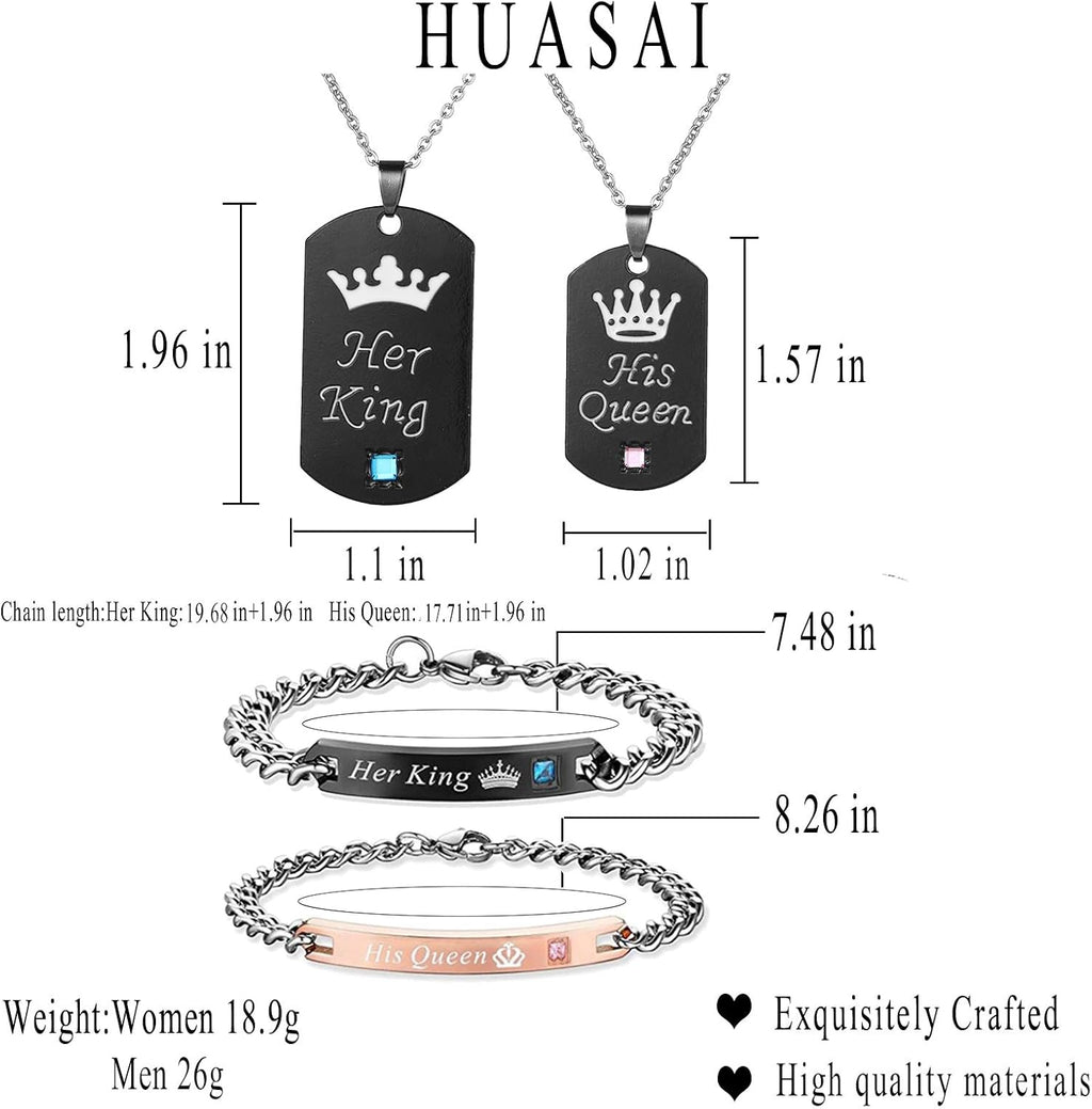 4Pcs Couple Necklaces Bracelets Matching Bracelets for Couples Jewelry Set for Women Trendy 2025