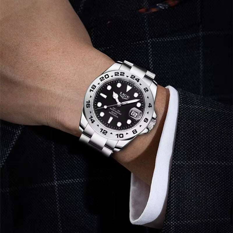 2024 Men Watch Stainless Steel Band Date Mens Clock Business Male Watches Waterproof Luxuries Man Wrist Watches for Men