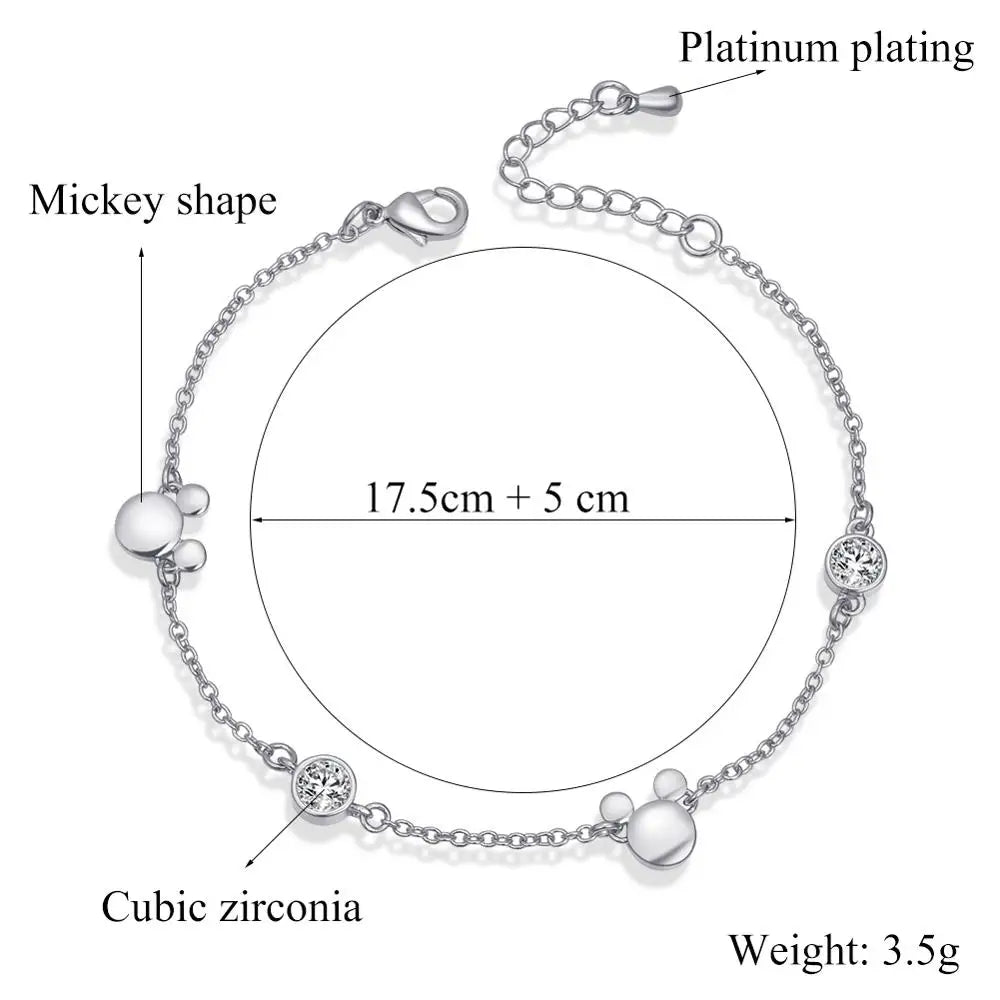 Charm Bracelets for Women Rose Gold Mickey Jewellery New Style Girl Fashion Tide Crystal Zircon Bracelet Jewelry Gift