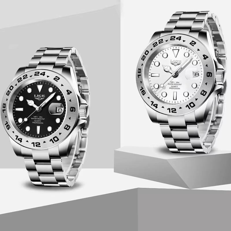 2024 Men Watch Stainless Steel Band Date Mens Clock Business Male Watches Waterproof Luxuries Man Wrist Watches for Men