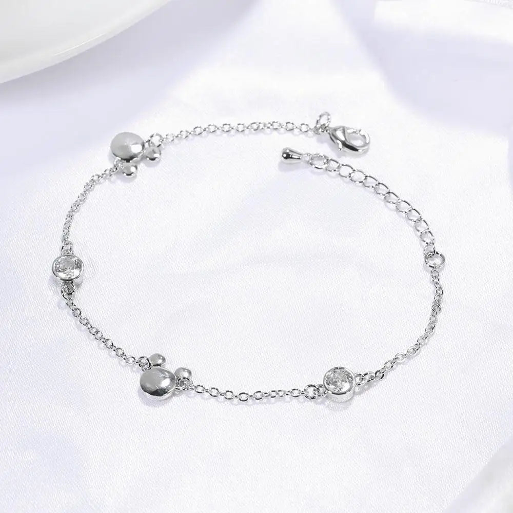 Charm Bracelets for Women Rose Gold Mickey Jewellery New Style Girl Fashion Tide Crystal Zircon Bracelet Jewelry Gift