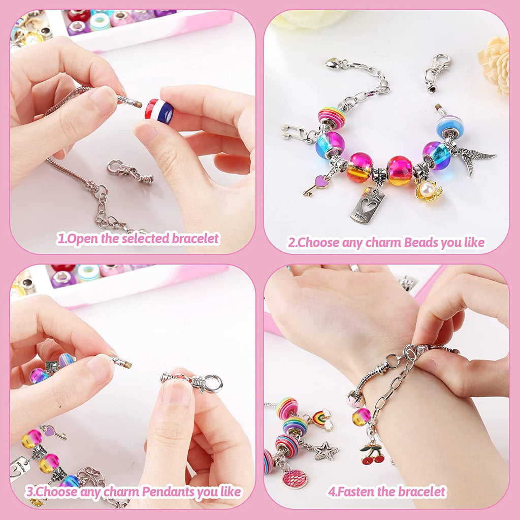 162 PCS Kit De Fabricacion Pulseras Abalorio Joyería Ninas Regalo Artístico DIY