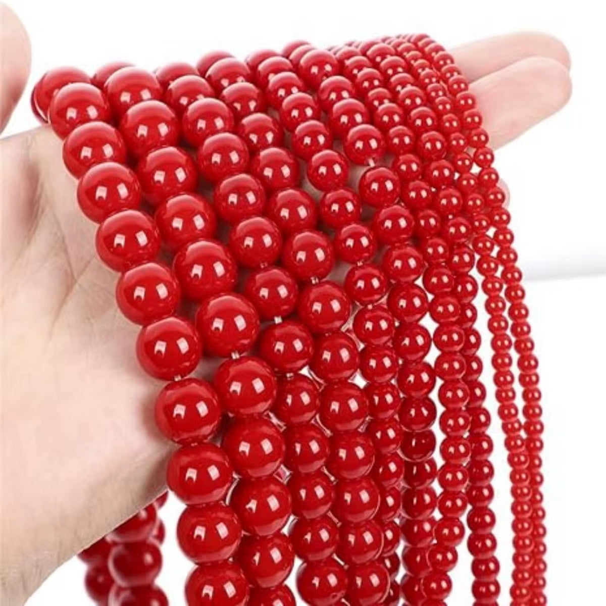 Red Coral Gless Stone Beads round Loose Spacer Beads for Jewelry Making DIY Charms Bracelet Necklace Accessories 6 8 10Mm