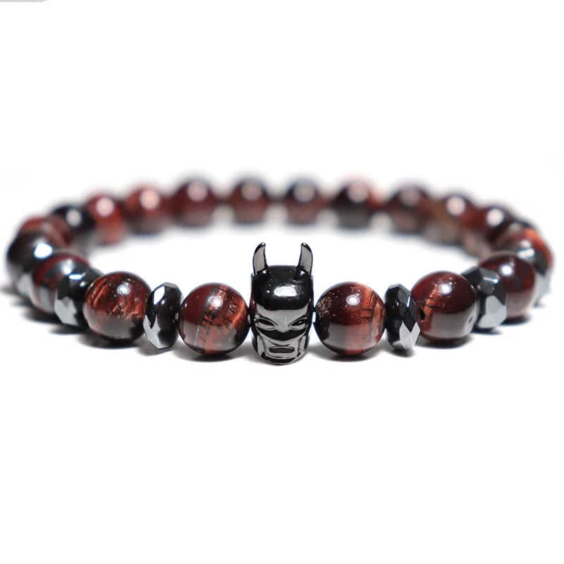 Trendy Bracelet Male Natural Volcanic Hematite Tiger Eye Braclets Zirconia Strand Braslet Men Accessories Pulseras Crown Braclet