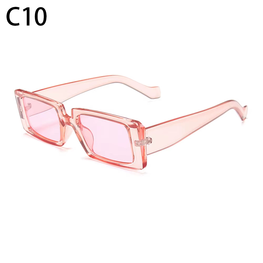 New Fashion Wide Frame Small Rectangle Sunglasses Female Shades Vintage Eyewear UV400 Candy Color Cycling Girls Boys Sun Glasses