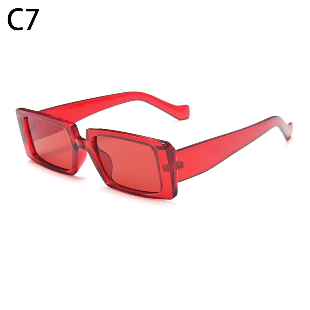 New Fashion Wide Frame Small Rectangle Sunglasses Female Shades Vintage Eyewear UV400 Candy Color Cycling Girls Boys Sun Glasses