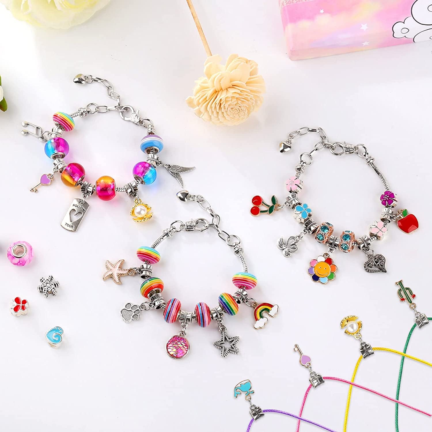 162 PCS Kit De Fabricacion Pulseras Abalorio Joyería Ninas Regalo Artístico DIY