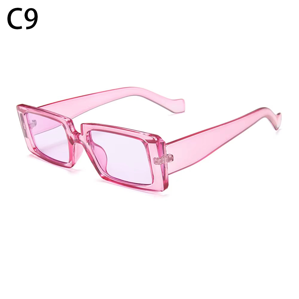 New Fashion Wide Frame Small Rectangle Sunglasses Female Shades Vintage Eyewear UV400 Candy Color Cycling Girls Boys Sun Glasses