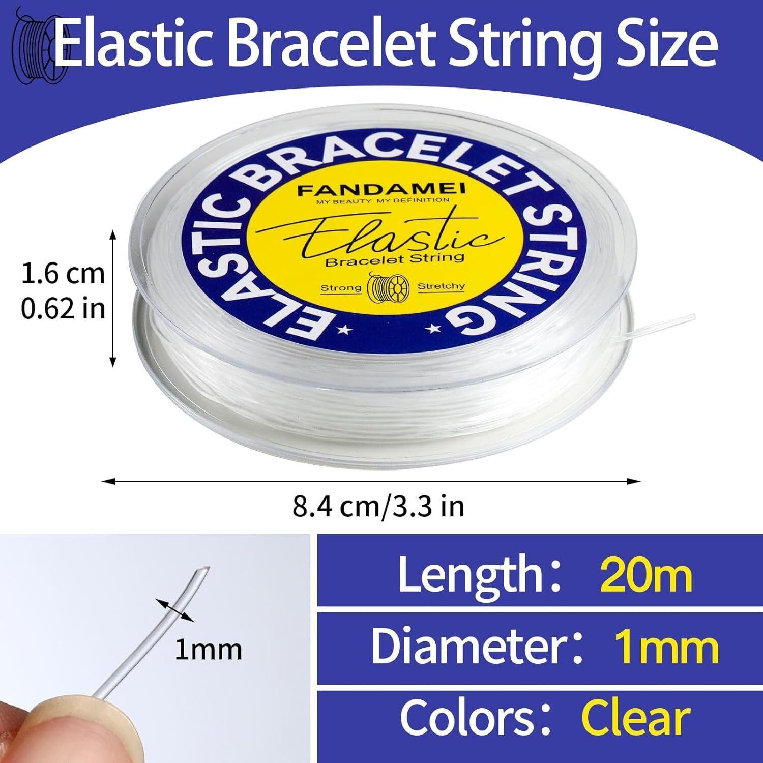 Cordon De Cuerda De Pulsera Elastica De 1 MM Cordon De Cuentas De Estiramiento
