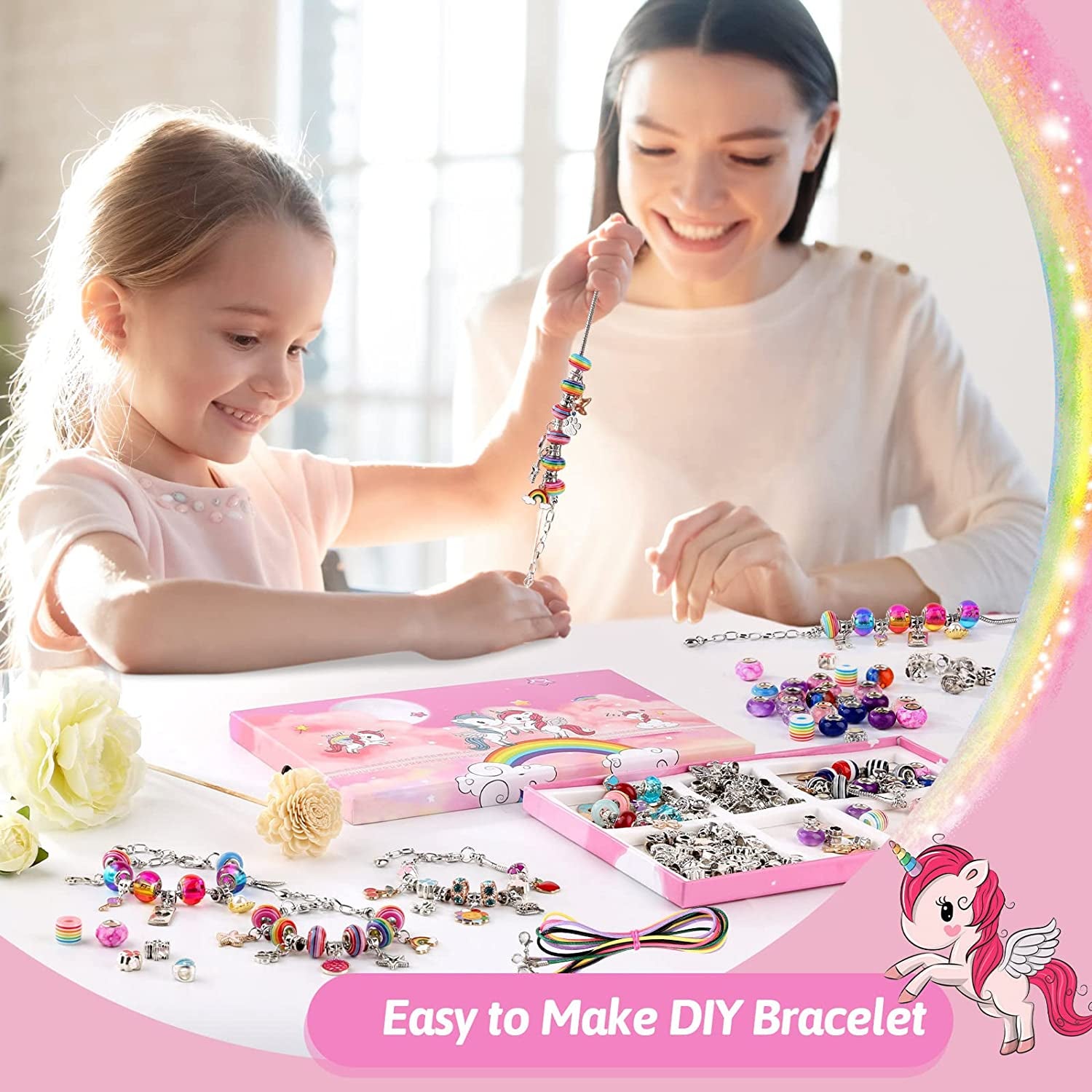 162 PCS Kit De Fabricacion Pulseras Abalorio Joyería Ninas Regalo Artístico DIY