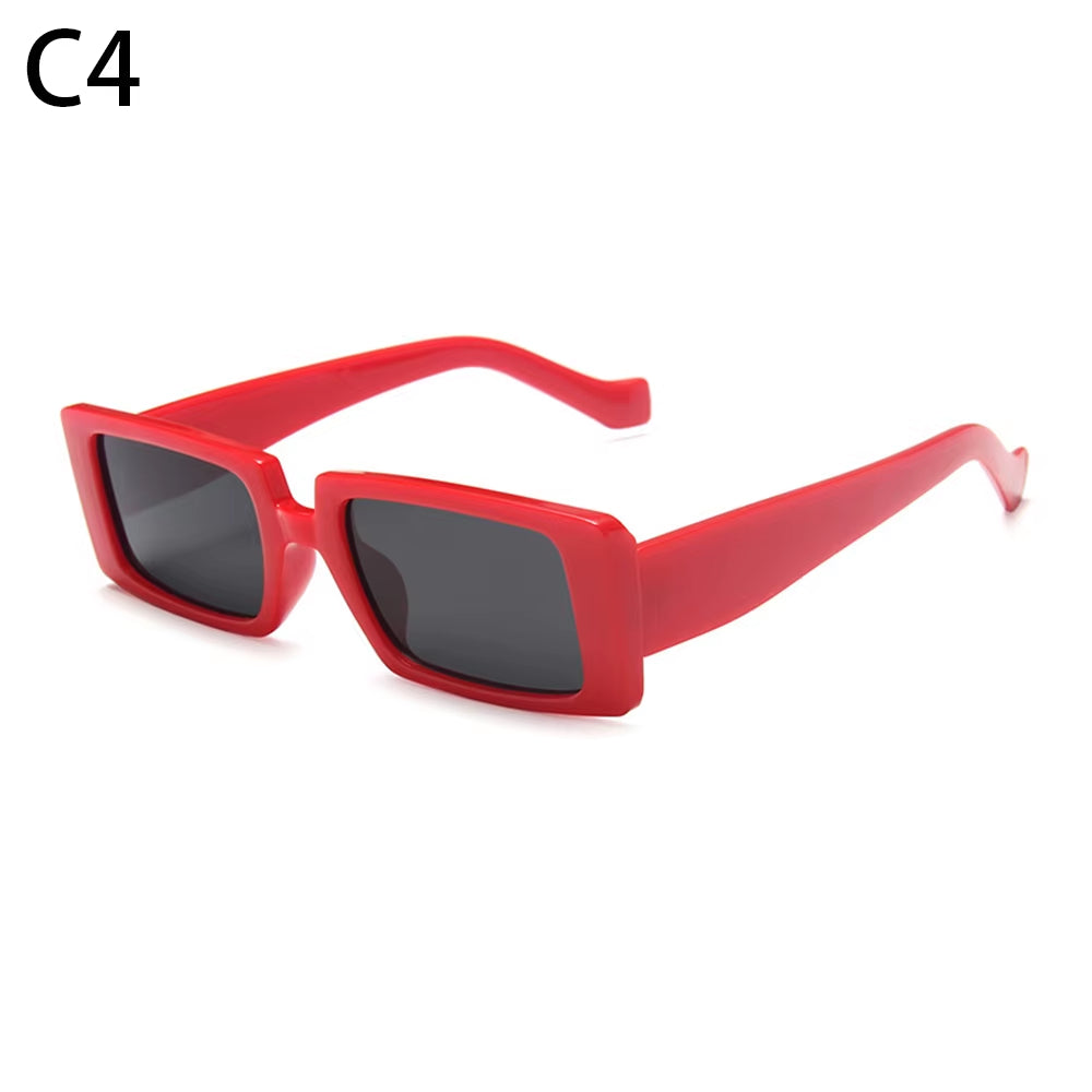 New Fashion Wide Frame Small Rectangle Sunglasses Female Shades Vintage Eyewear UV400 Candy Color Cycling Girls Boys Sun Glasses