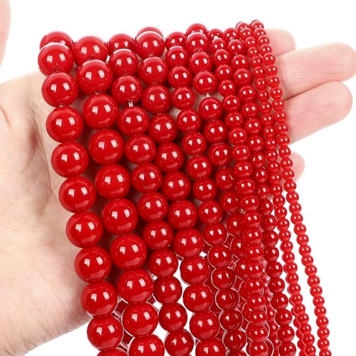 Red Coral Gless Stone Beads round Loose Spacer Beads for Jewelry Making DIY Charms Bracelet Necklace Accessories 6 8 10Mm