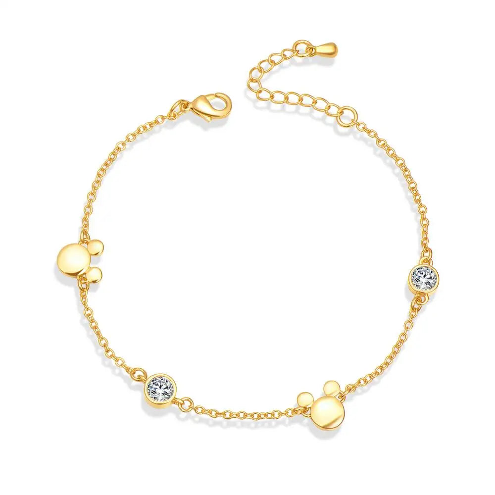 Charm Bracelets for Women Rose Gold Mickey Jewellery New Style Girl Fashion Tide Crystal Zircon Bracelet Jewelry Gift