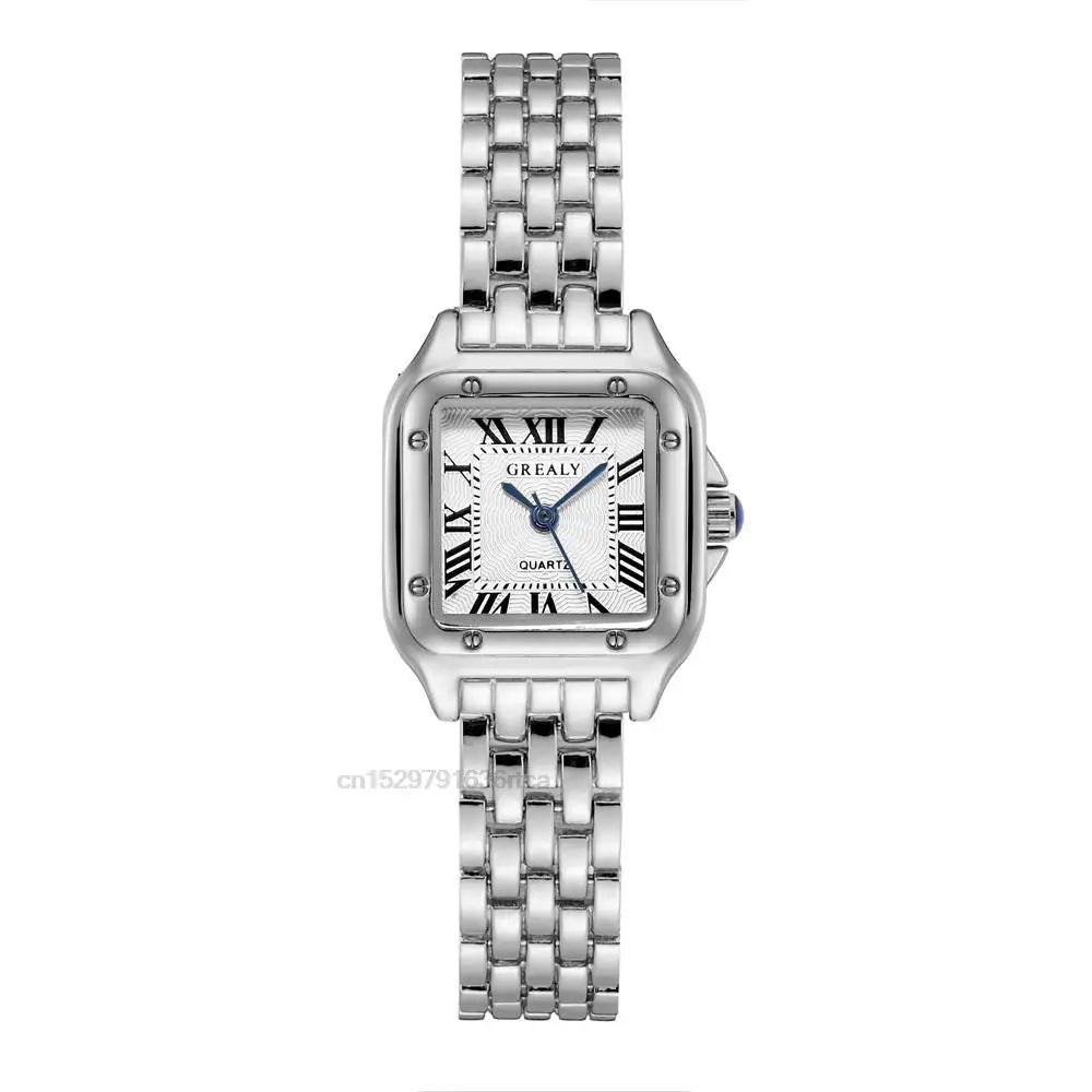 Women'S Fashion Square Watches Gold Alloy Strap 2025 Luxury Ladies Quartz Wristwatches Qualities Female Roman Scale Clock